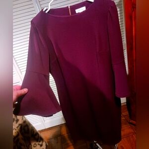 Calvin Klein Eggplant 3/4 Sleeve Dress